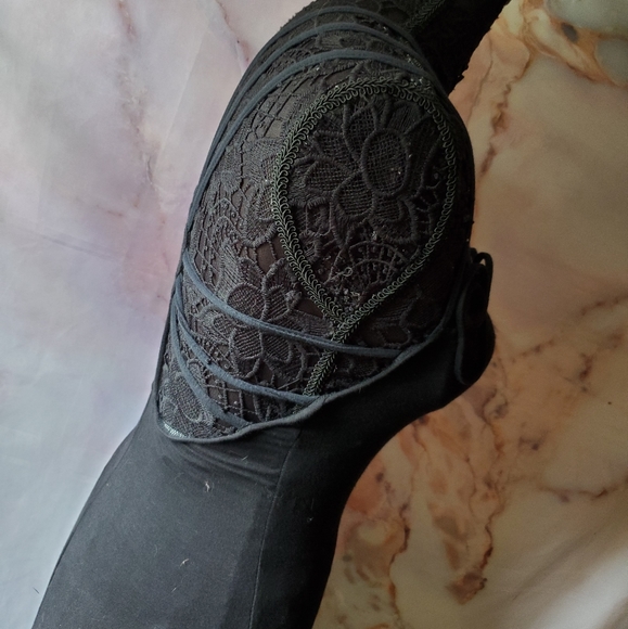 Vintage Peep Black Strappy Bodycon Dress - Picture 4 of 8